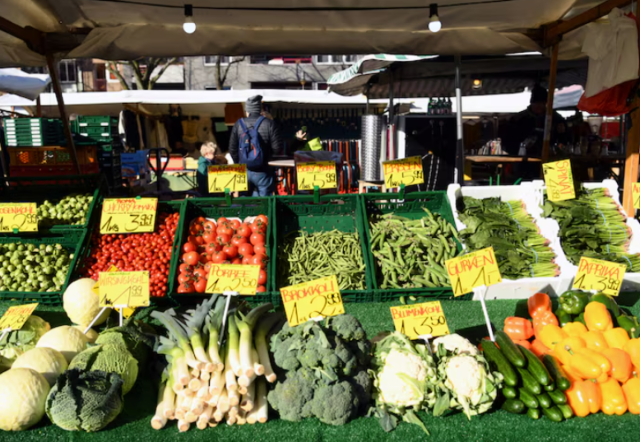 Picture of A general view of a fruit and vegetable stand on a weekly market in Berlin, Germany, March 14, 2020